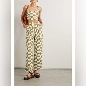 Mara Hoffman Marella Printed Cotton Straight-Leg Pants in Olive Cream